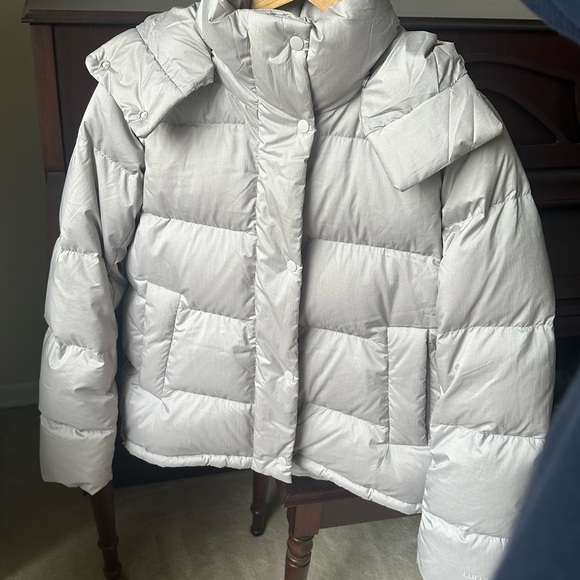 Lululemon wunder puff down jacket coat heathered natural ivory grey size 4 - Picture 2 of 4